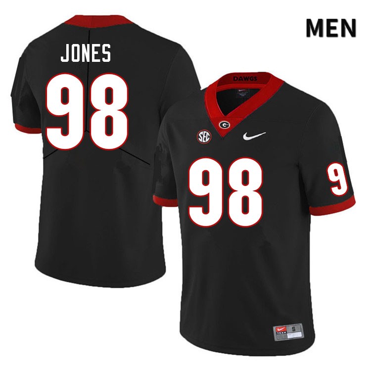 Georgia Bulldogs Men's Noah Jones #98 Black Stitched College UGA Football Jersey 23UX010IN